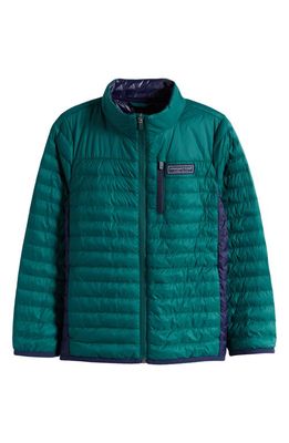 vineyard vines Kids' Water Repellent Packable Puffer Jacket in Turf Green