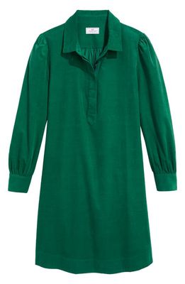 vineyard vines Long Sleeve Cotton Corduroy Popover Dress in Turf Green