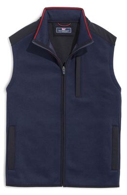 vineyard vines Mountain Sweater Fleece Vest in Nautical Navy