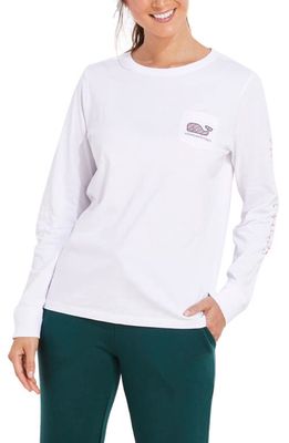 vineyard vines Peppermint Whale Long Sleeve Cotton Top in White Cap