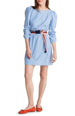 vineyard vines Puff Shoulder Long Sleeve Cotton Stretch Poplin Dress in Feeder Hull Blue