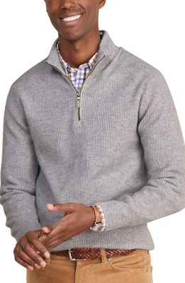 vineyard vines Rib Quarter Zip Cashmere Sweater in Light Gray Heather