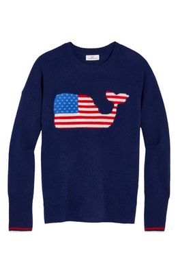 vineyard vines Seaspun Whale Flag Cashmere Sweater in Deep Bay