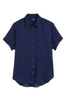 vineyard vines Short Sleeve Cotton Blend Button-Up Shirt in Nautical Navy