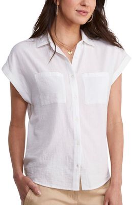 vineyard vines Short Sleeve Cotton Button-Up Shirt in White Cap