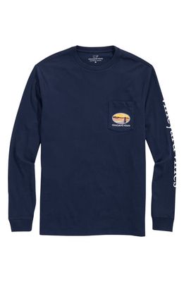 vineyard vines Sunset Pier Bernese Dog Long Sleeve Cotton Graphic T-Shirt in Blue Blazer