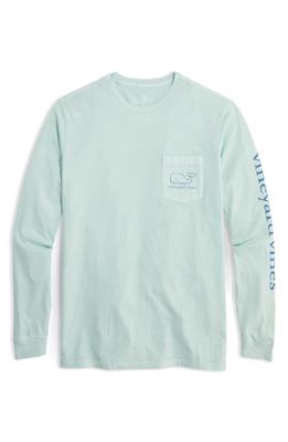 vineyard vines Vintage Whale Pocket Long Sleeve Cotton Graphic T-Shirt in Mist Green