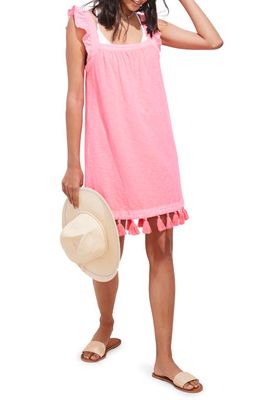 vineyard vines Women's Square Neck Cotton Cover-Up Dress in Neon Rosa