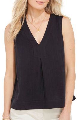 vineyard vines Women's V-Neck Cotton Gauze Tank in Jet Black