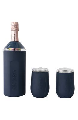 Vinglacé Wine Bottle Chiller & Tumbler Gift Set in Navy