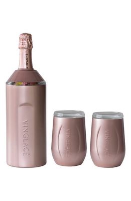 Vinglacé Wine Bottle Chiller & Tumbler Gift Set in Rose Gold