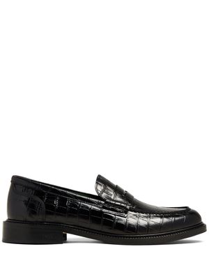 VINNY'S crocodile-effect leather loafers - Black