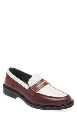 VINNYS Townee Penny Loafer in Burgundy/Brown/Off White