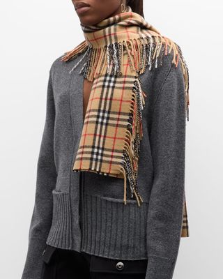 Vintage Check Fringe Cashmere Scarf