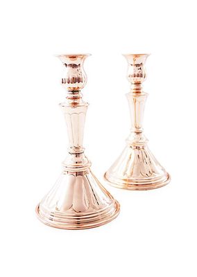 Vintage-Inspired 2-Piece Copper Candlesticks Set