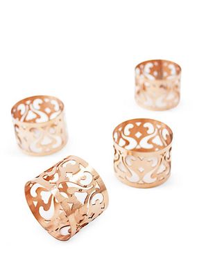 Vintage-Inspired 4-Piece Copper Napkin Ring Set