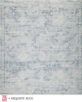 Vintage Loom Light Blue & Blue Runner, 3' x 12'