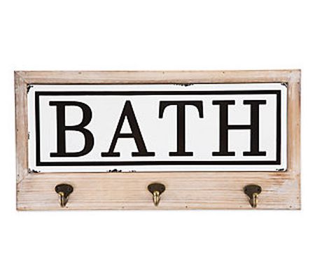 Vintage-Style Enamelware Tile Bath Hook Sign