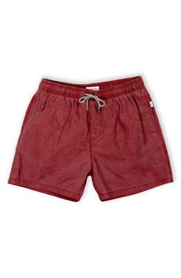 Vintage Summer Kids' Solid Washed Water Repellent Swim Trunks in Red