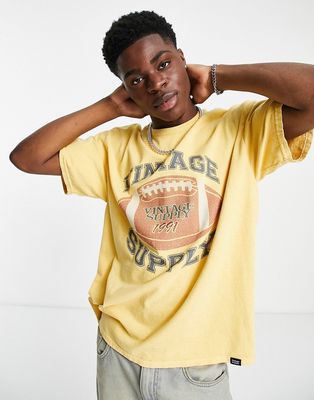 Vintage Supply 1991 collegiate print t-shirt in yellow