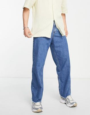 Vintage Supply baggy jeans in mid wash-Blue