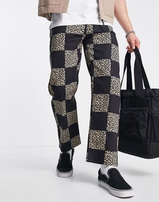 Vintage Supply leopard checkerboard jeans in black