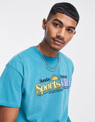 Vintage Supply 'Sports Club' T-shirt in teal-Blue