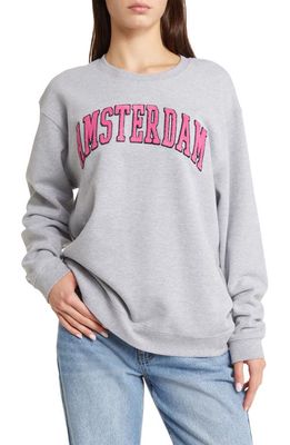 Vinyl Icons Amsterdam Appliqué Graphic Sweatshirt in Heather Grey