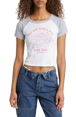 Vinyl Icons Cupid Colorblock Crop Graphic T-Shirt in White