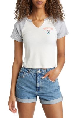 Vinyl Icons New York Colorblock Embroidered Graphic Crop Tee in Marshmallow