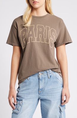 Vinyl Icons Paris Cotton Graphic T-Shirt in Brown 