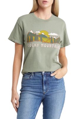 Vinyl Icons Rocky Mountains Cotton Graphic Tee in Hedge Green