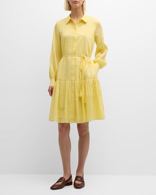 Viola Pleated Cotton-Silk Midi Shirtdress