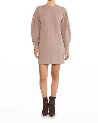 Viola Pleated Puffed-Sleeve Sweatshirt Dress