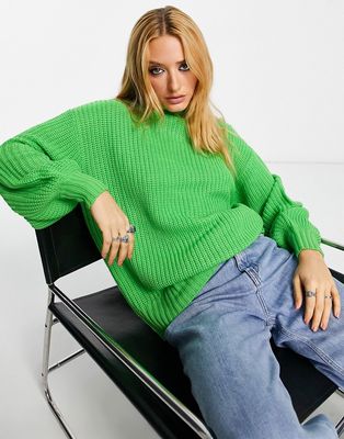Violet Romance oversized turtle neck sweater in lime-Green