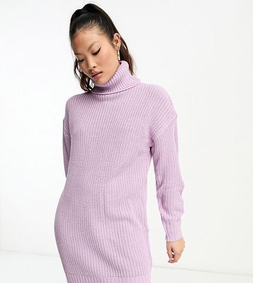 Violet Romance Petite roll neck knitted sweater dress in lilac-Purple