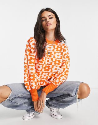 Violet Romance sweater in orange floral print
