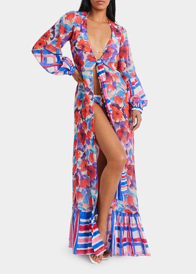Violet Tie-Front Robe Coverup