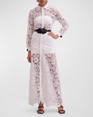 Violeta Belted Lace Maxi Dress