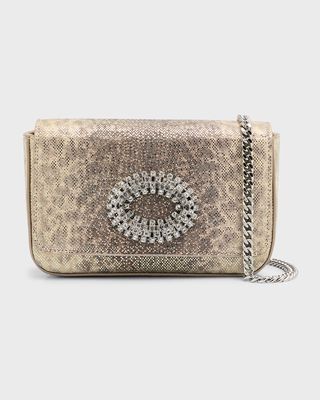 Violetta Metallic Crystal Snakeskin Crossbody Bag