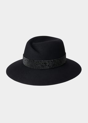 Virginie Large-Brim Strass Felt Hat