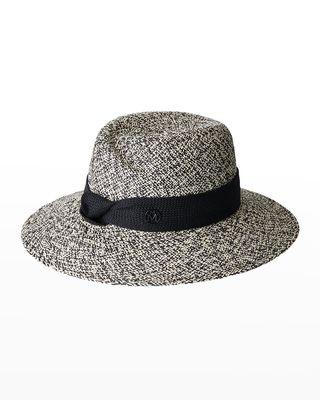 Virginie Ribbon Faux-Leather Fedora Hat