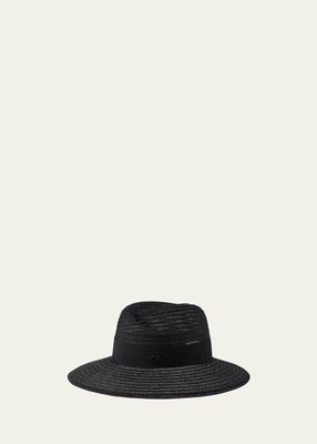 Virginie Timeless Wide-Brim Straw Hat, Black