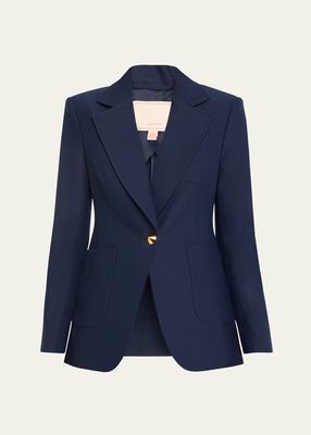 Virgo Stud-Button Wool Blazer