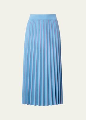 Viscose-Blend Stripe Intarsia Midi Skirt