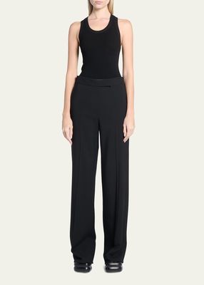 Viscose Suiting Straight-Leg Pants