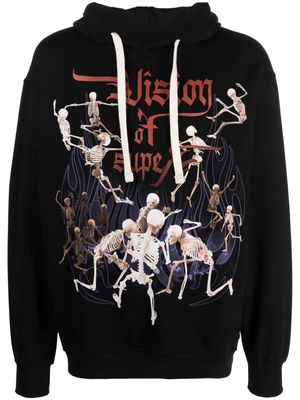 Vision Of Super Dance Skeletons-print cotton hoodie - Black