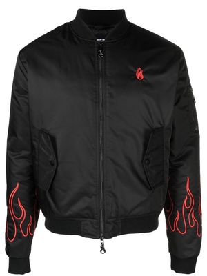 Vision Of Super flame-embroidered bomber jacket - Black