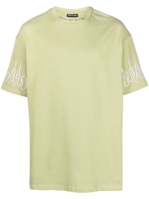 Vision Of Super flame-embroidered cotton T-shirt - Green