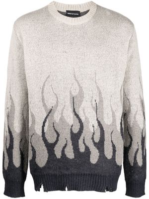 Vision Of Super flame-pattern distressed jumper - Grey